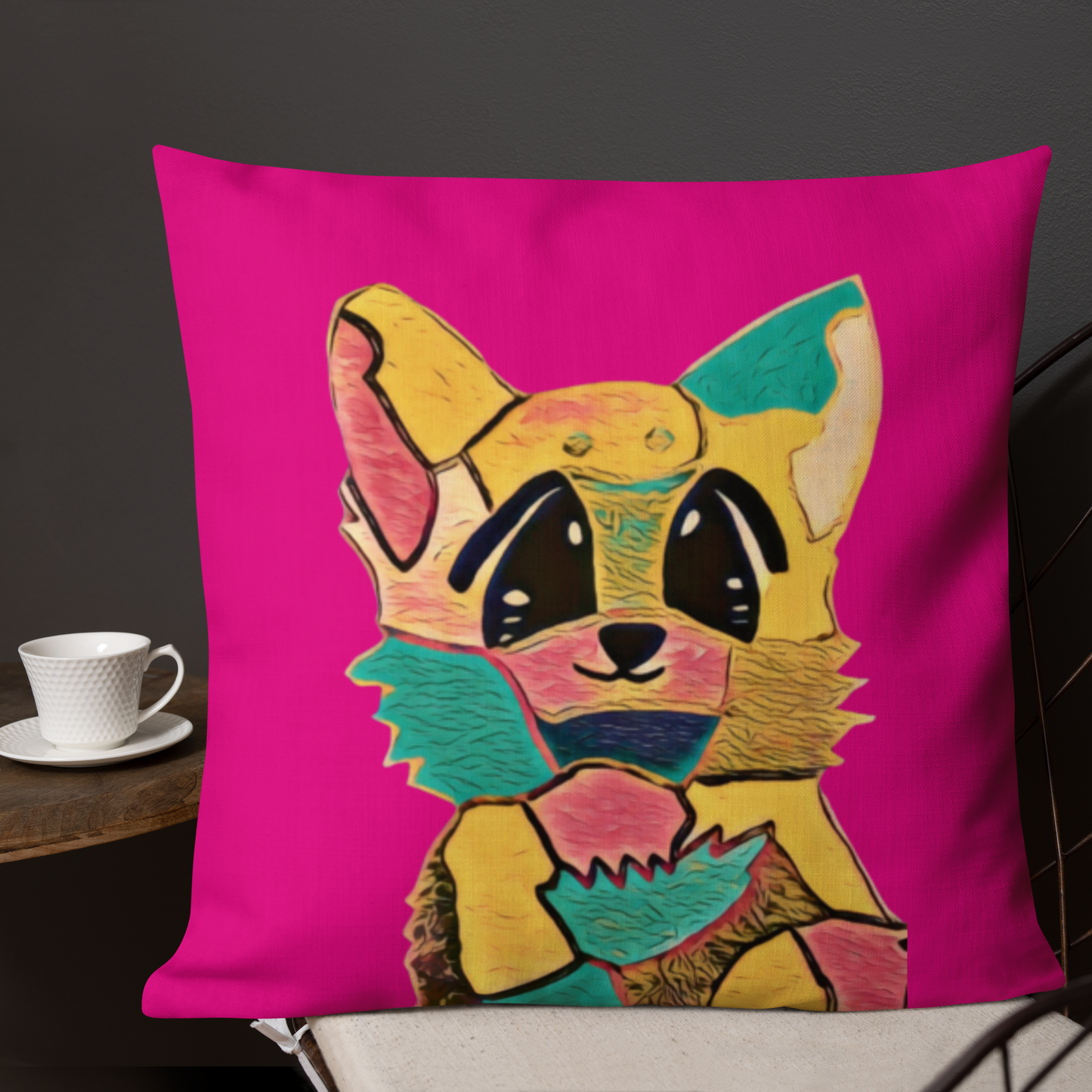 Premium Pillow "Fuchsia Corgi"