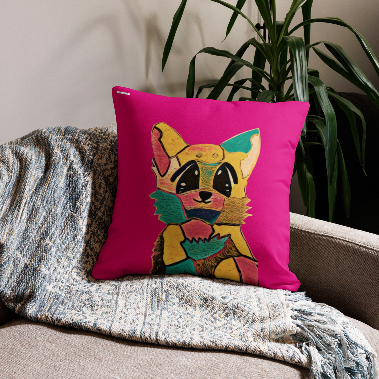 Premium Pillow "Fuchsia Corgi"