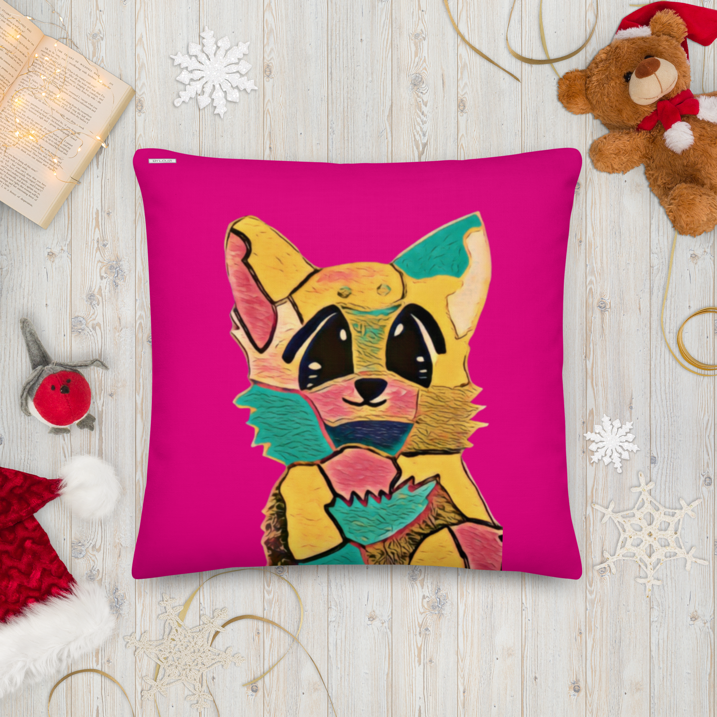 Premium Pillow "Fuchsia Corgi"