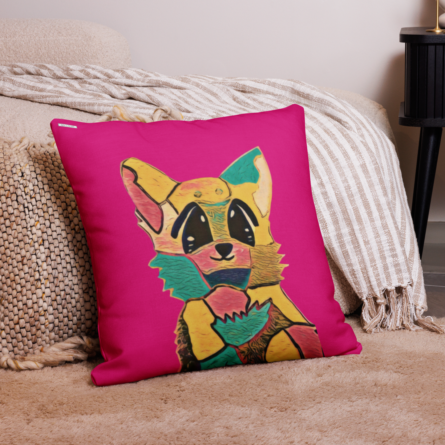 Premium Pillow "Fuchsia Corgi"