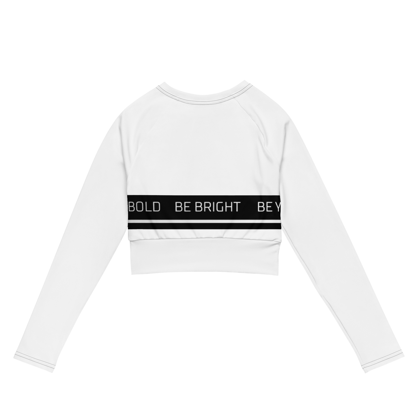 Long-Sleeve Crop Top "Be Bold" White ♻