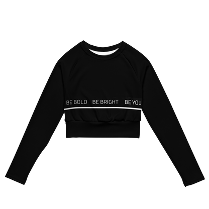 Long-sleeve Crop Top "Be Bold" Black  ♻