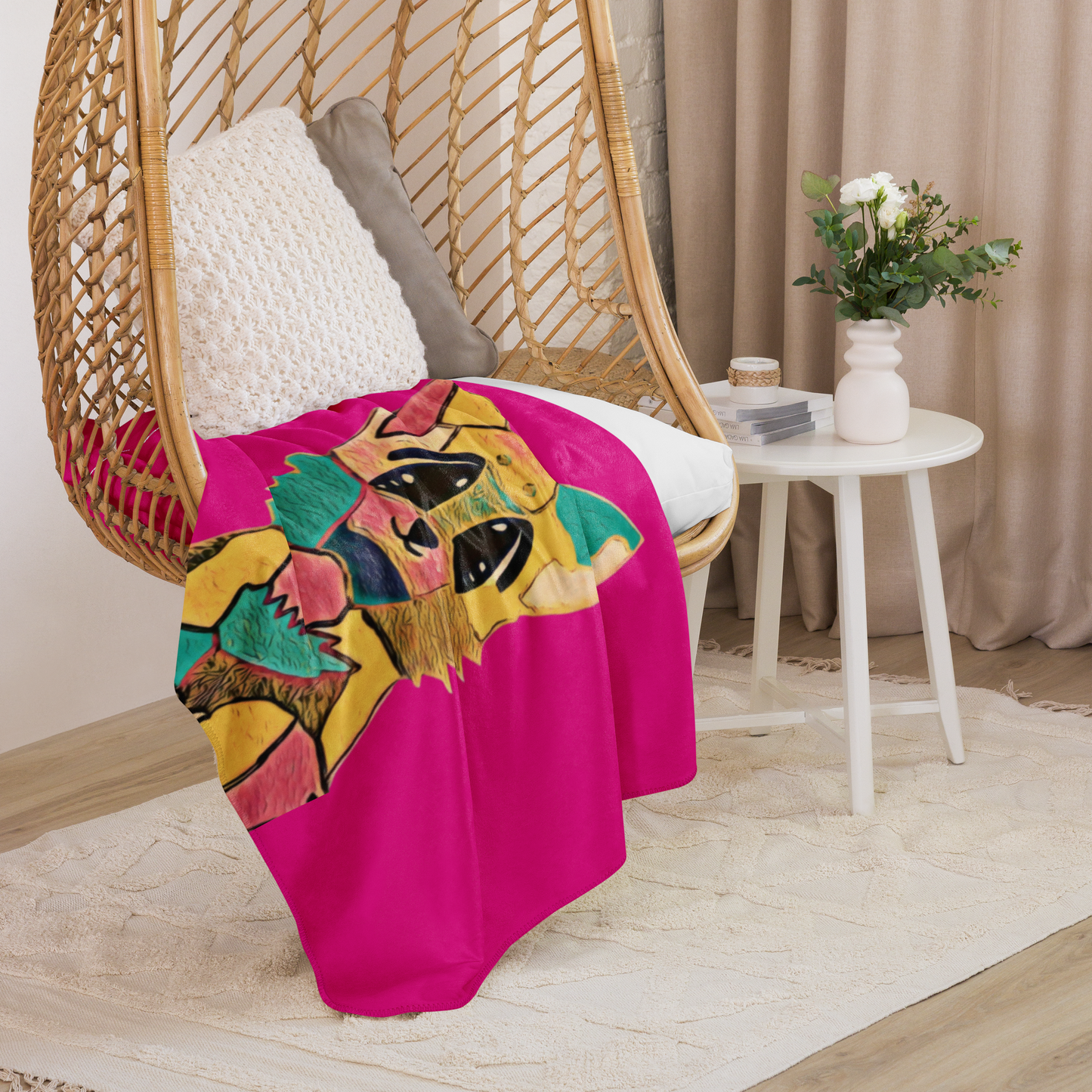 Sherpa Blanket "Fuchsia Corgi"